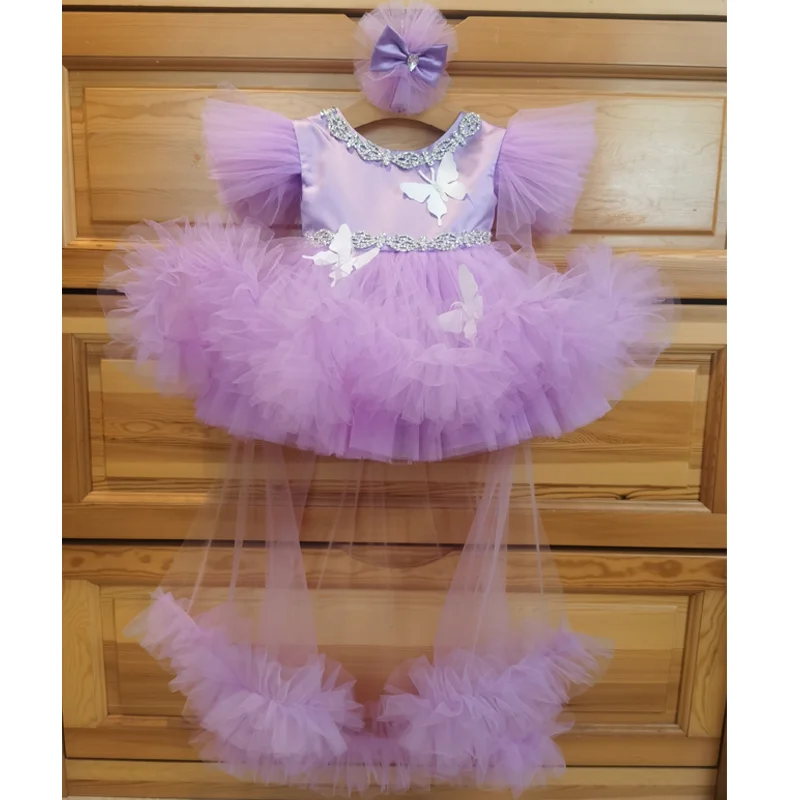

Customize Color Elegant Butterfly Tulle Princess Tutu Dress for Little Baby Girls Toddler Clothes Wedding Birthday Party Prom