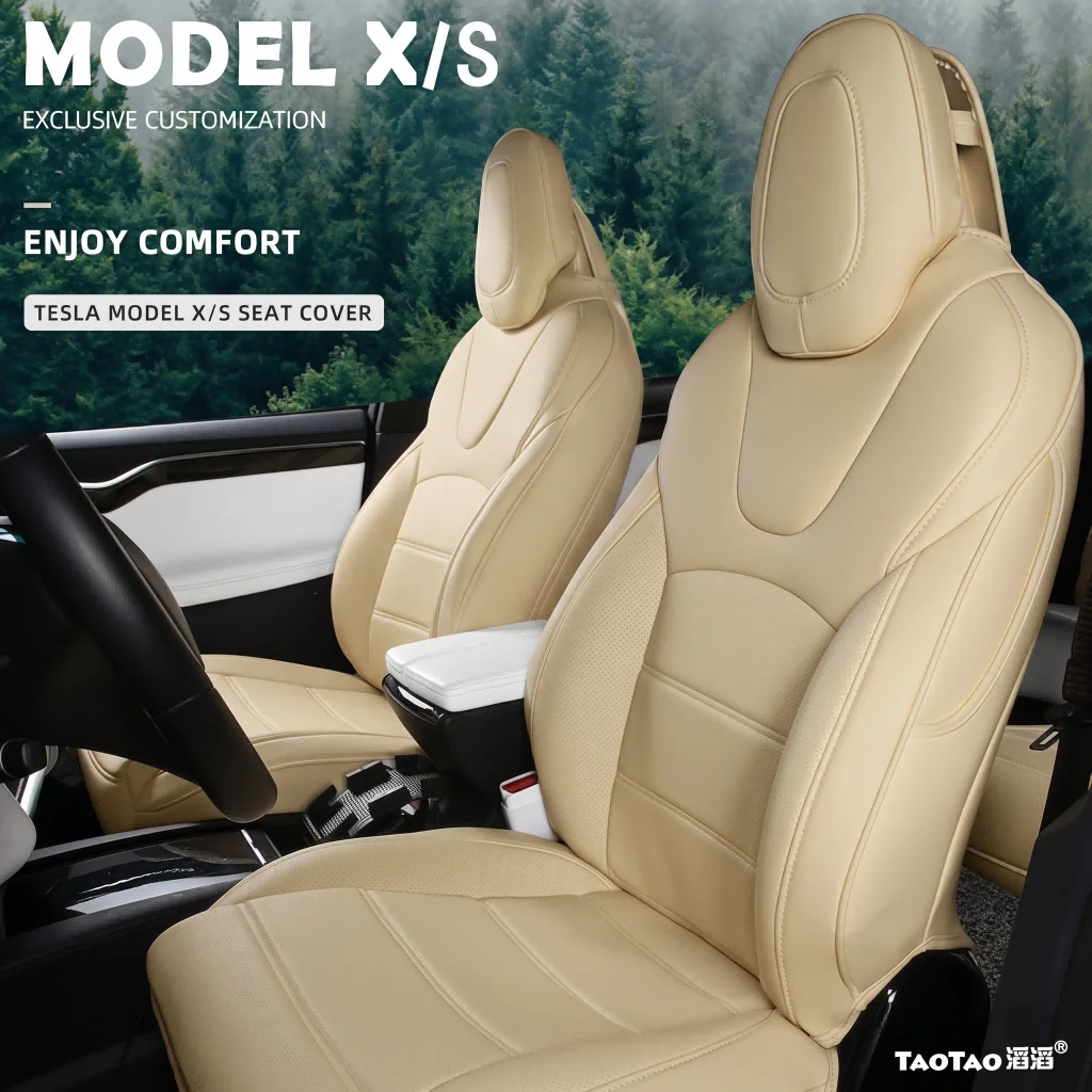 360° Full Cover Leather Seat Covers for Tesla Model X S 5/6/7 Seaters, Custom Fit Car Cushion, High Quality Car Accessories