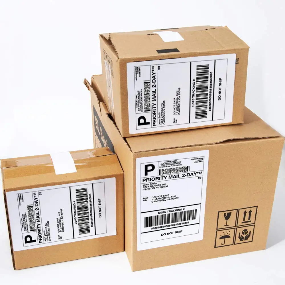 100/500 Blatt Phomemo Thermo-Etikettenaufkleber 100 x 150 mm Versandetiketten für Porto-Barcode, kompatibel mit PM241 PM246S Drucker – Detail 6