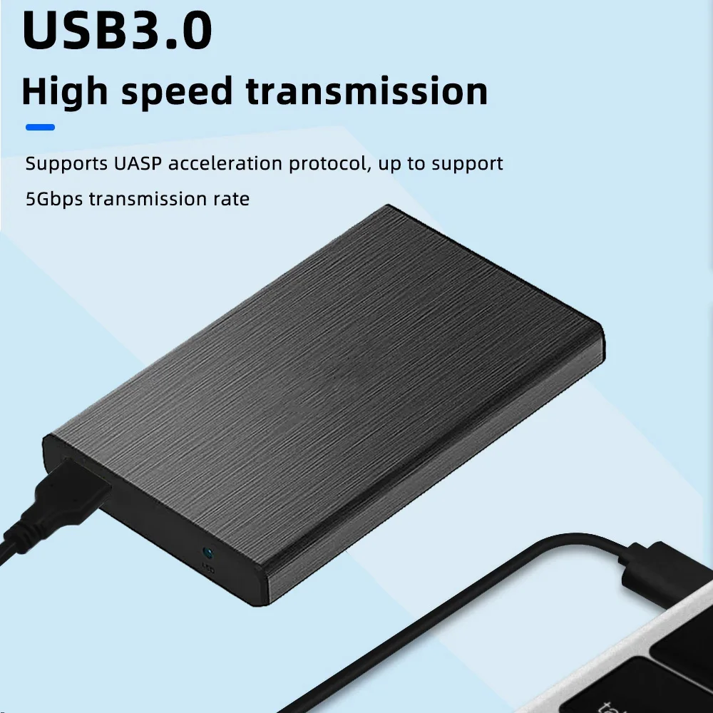 외장 하드 드라이브 인클로저, 노트북 PC용 SATA to USB 3.0 하드 디스크 케이스, 4TB, 7mm 9.5mm SATA SSD HDD 박스 지원, 2.5 인치