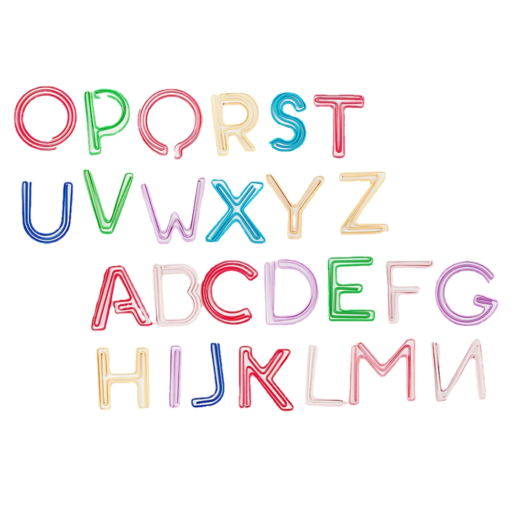 

26 Pcs Colorful Alphabet Bookmarks Large Binder Clips Plastic Fasteners Paperclips Office Supplies Decorative Memo