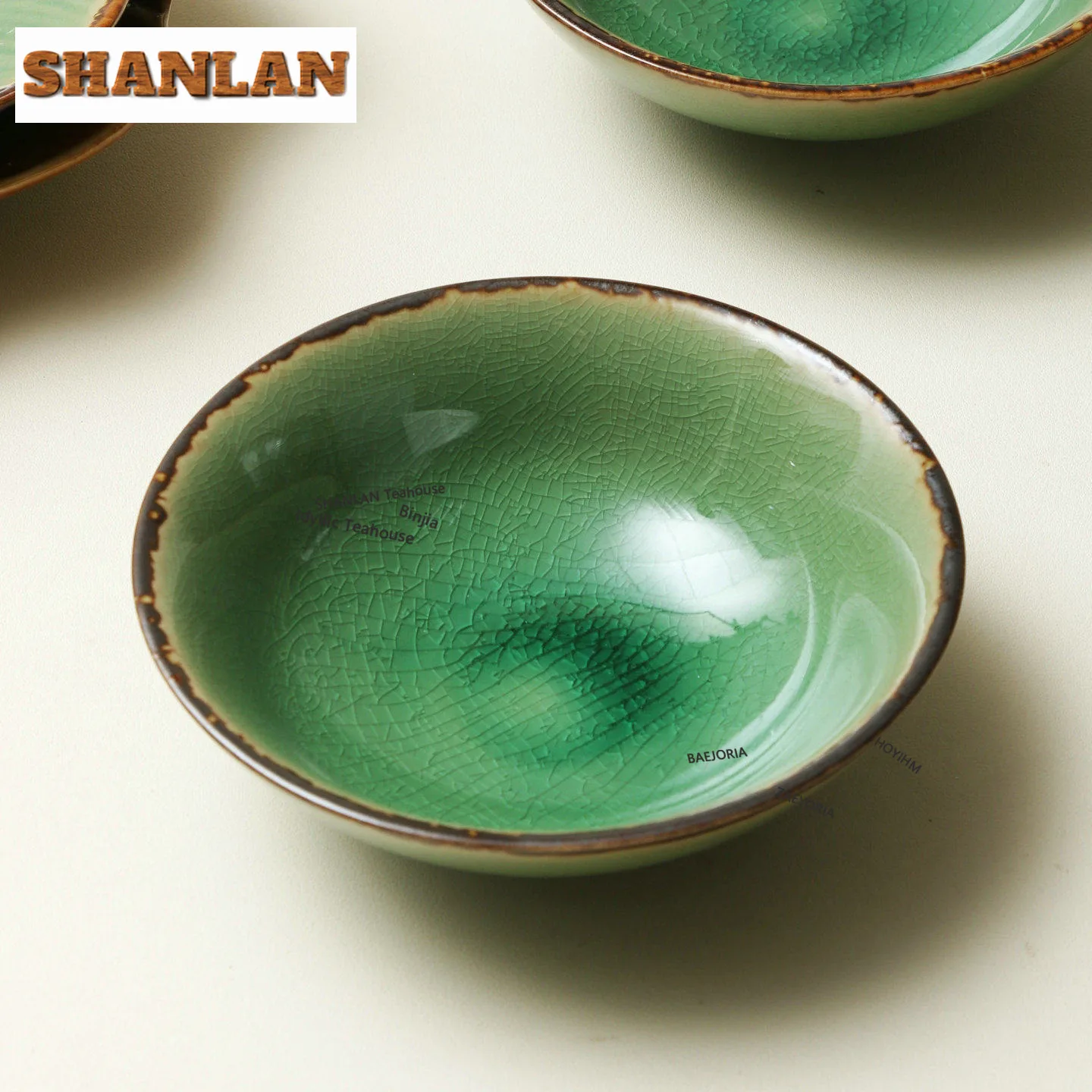 HOYIHM 310ml Crude Pottery Ice Crack Bowl Soup Bowls Food Storage Tray Vegetable Basin Fish Sashimi Bowls Commercial Serveware