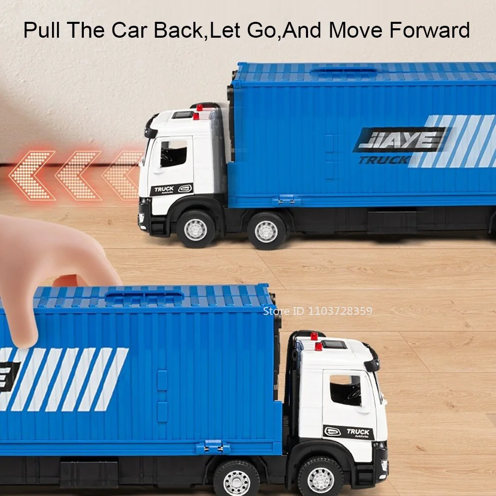 Modello in scala 1:50 camion container giocattoli in metallo pressofuso veicoli militari suono luce tirare indietro porte aperte auto giocattolo regali per i bambini
