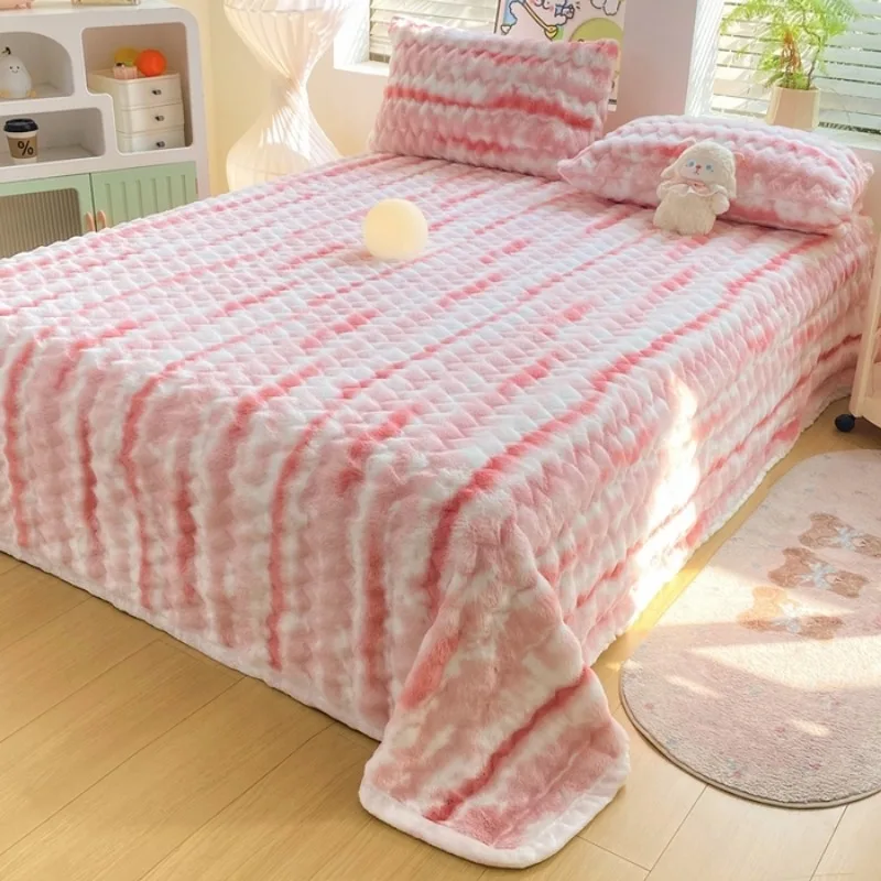 

Новинка 2025 года, цельное простыня из молочного флиса, зимнее теплое одеяло из кроличьего флиса, простыня из молочного флиса, без наволочки