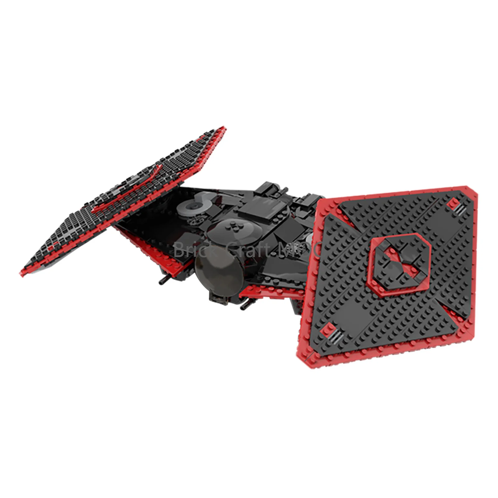 

MOC Sci-Fi Dark Starfighter Building Blocks Set - Black/Red Tie Style Bomber Model Kit for Sci-Fi Fans