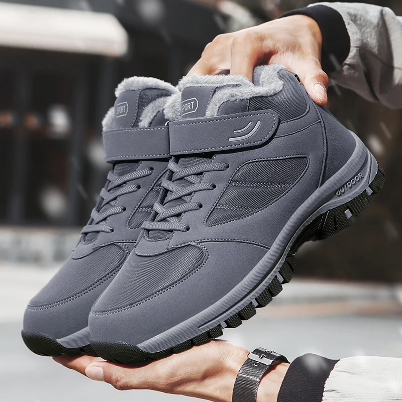 

YRZL/мужские ботинки, непромокаемая зимняя теплая противоскользящая треккинговая обувь для мужчин, прочные удобные уличные ботинки, нескользящая походная обувь