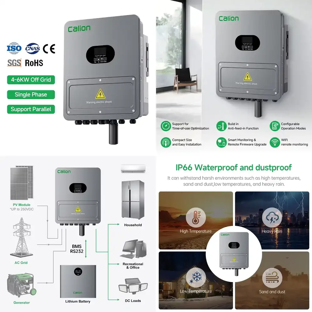 

4KW 6KW Pure Sine Wave Solar Inverter for Off Grid Systems MPPT Charge Controller for Solar Panels 60V to 450V Input 5KW