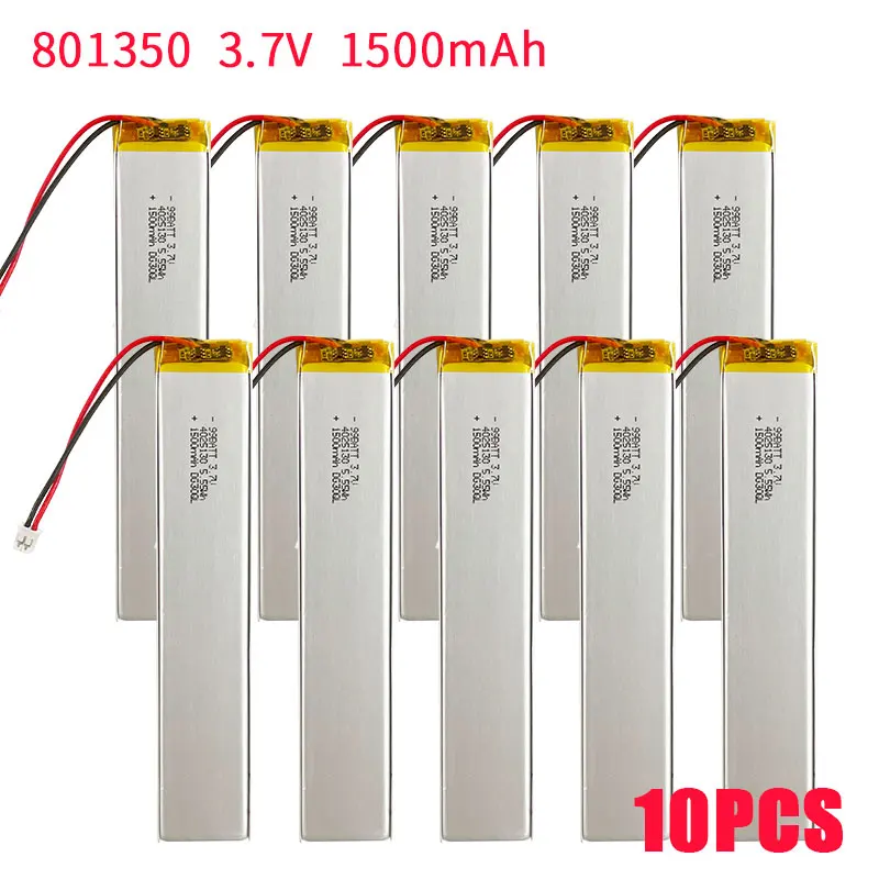 

10Pcs 4025130 3.7V Battery 1500mAh 0425130 Lipo Polymer Lithium Batteries Ph-2p for Home Cabinet LED Lights with Emergency Light