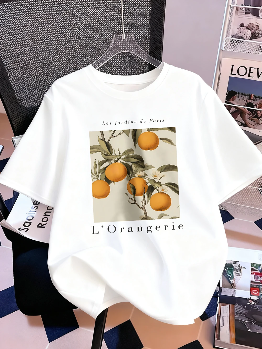 Świeże Pomarańcze Owoce Nadruki Koszulki Damskie Bawełniane Letnie Koszulki Miękkie Oversize z Okrągłym Dekoltem Krótkie Rękawy Streetwear Damskie Topy