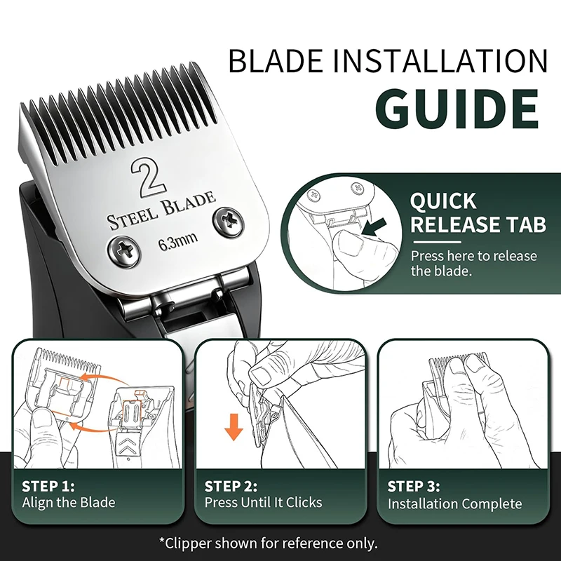 Size 2 Clipper Blade 6.3mm Haircut Professional Electric Clippers Compatible with Oster Classic 76 Silver Also Fits Andis A5 - view 3