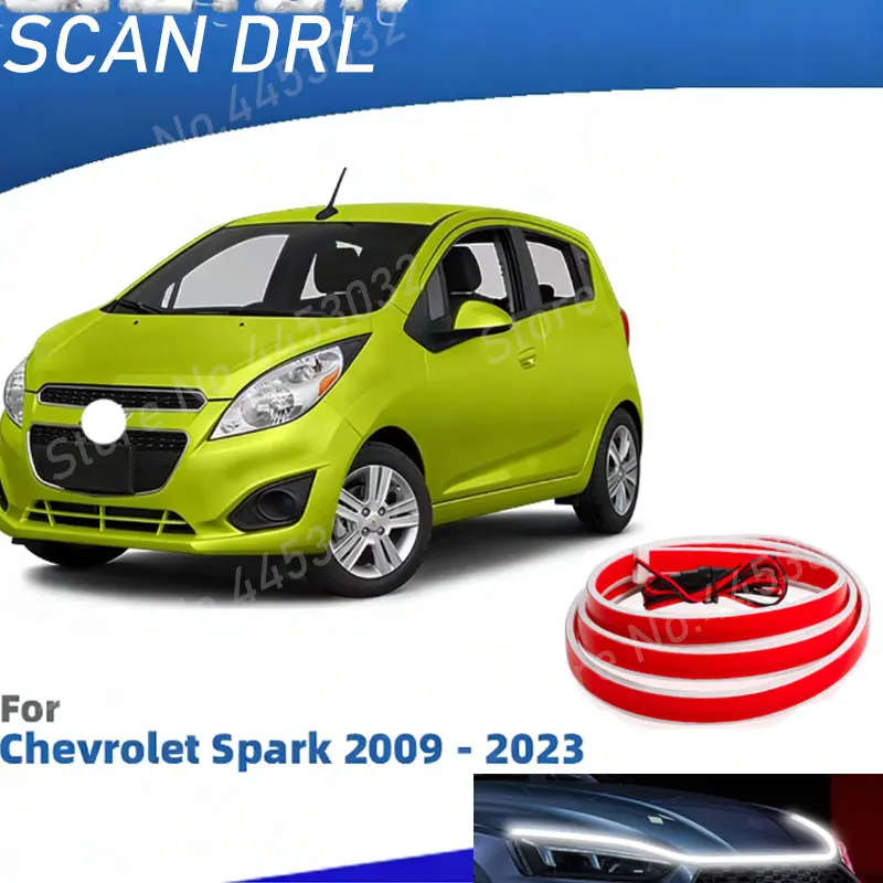 New DRL Car Hood Light For Chevrolet Spark M300 M400 MK3 MK4 2009-2023 Scan Starting LED Strips Flexible Headlight Welcome Light