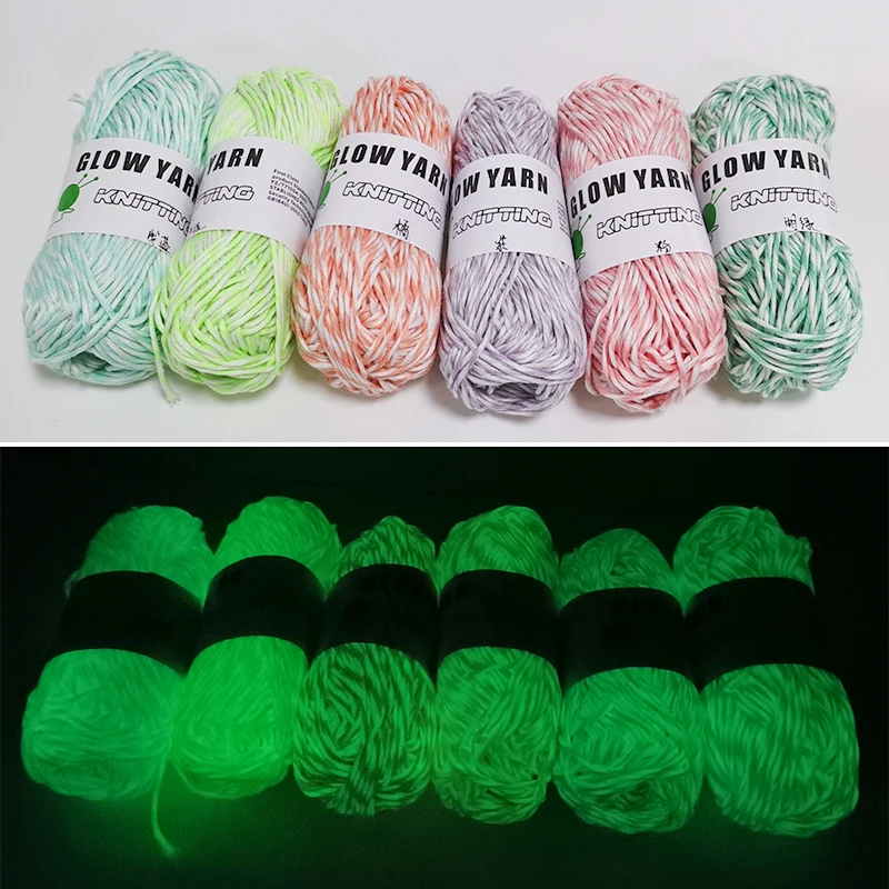 1pc 50g Functional Glow in the Dark Yarn Polyester Luminous Yarn Glowing 2mm for Hand Knitting Yarn Carpet