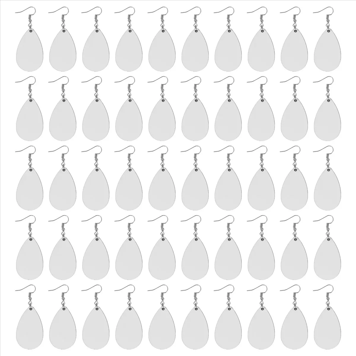 COFA 50 Pieces Sublimation Blank Earrings, Earrings Unfinished Teardrop Heat Transfer Earring Pendant for Jewelry DIY Making