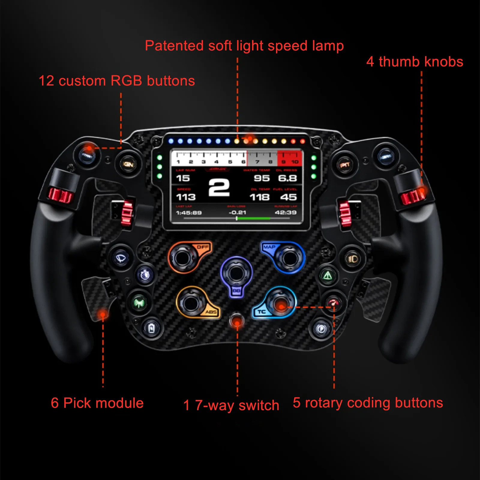 F1 Racing Simulator Game Steering Wheel Simagic FX PRO Equation Carbon Fiber Steering Wheel