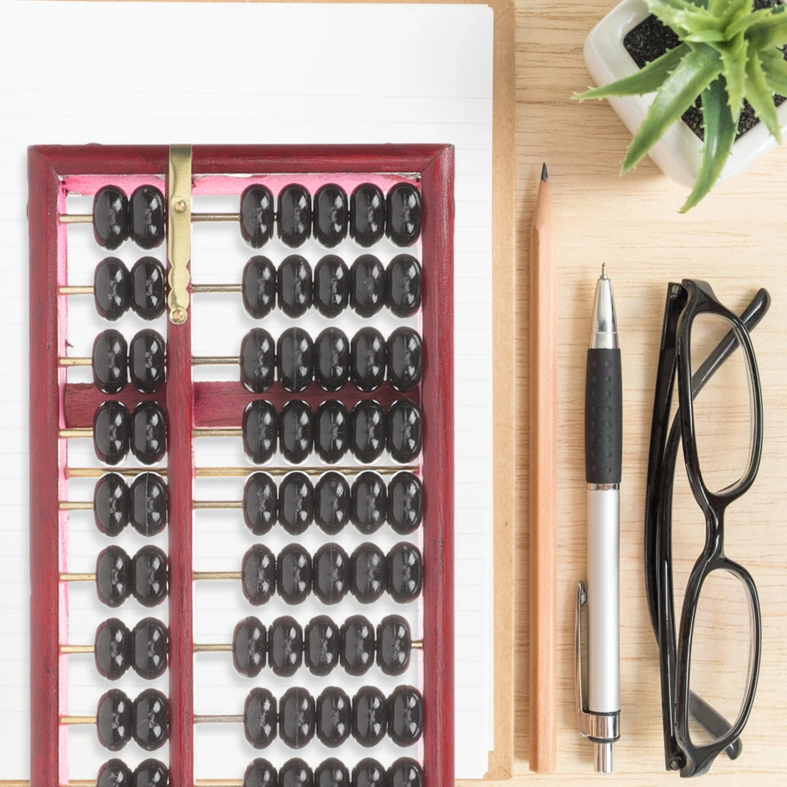 Retro 13 Column 7 Beads Abacus Kids Safe Wood Iron Portable School Math Learning Toy Arithmetic Tool Decorative Wealth