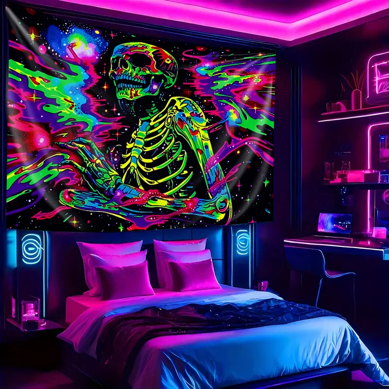 VIKAMA مخدر الجمجمة السماء المرصعة بالنجوم نسيج الألعاب غرفة نوم الموسيقى موضوع حفلة غرفة المعيشة ميزة جدار الشنق ديكور الغرفة #1