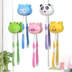 Cartoon Animal Toothbrush Holder Wall Mounted Antibacterial Tooth Brush Storage Rack with Suction Cup Bathroom Organizer