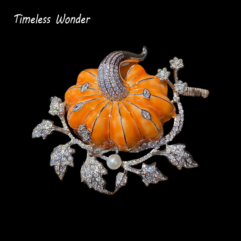 

Вневременная чудесная необычная эмалированная брошь в виде тыквы с цирконием, булавки для женщин, дизайнерские украшения, подиум, топ, подарок на день рождения, модный, милый, стильный 5283