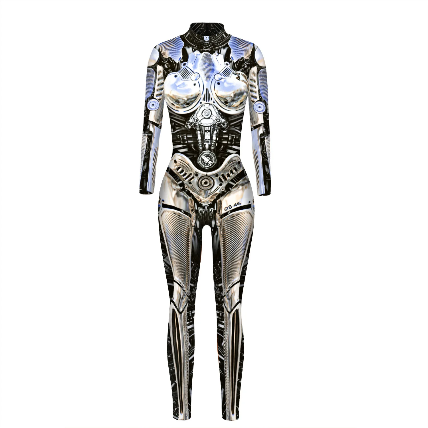 

Women Men Future Robot Machine 3D Printed Punk Jumpsuit Halloween Cosplay Costumes Party Role Playing Dress Up Outfit