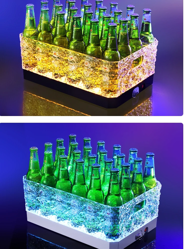 

LED Bar Luminescent Ice Bucket Ice Pattern Acrylic Anti drop Champagne Wine Tank Foreign Wine Bucket KTV Nightclub Beer Bucket