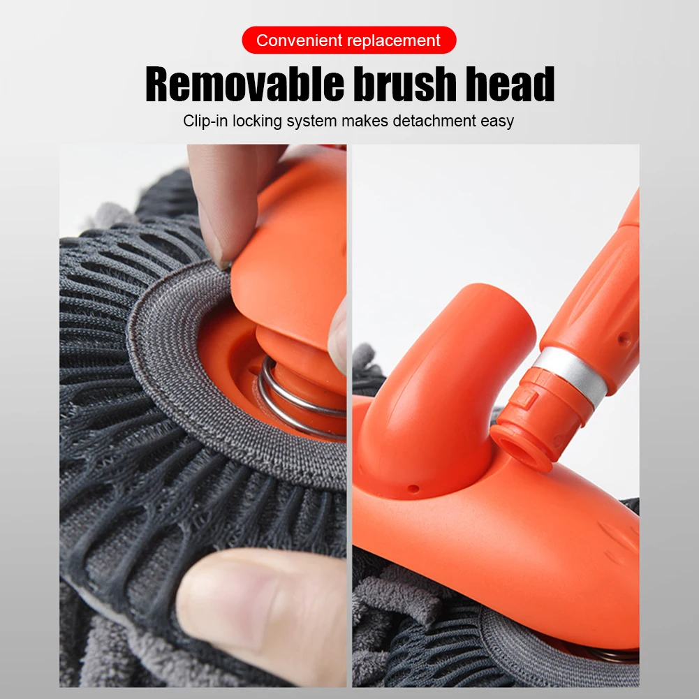 Car Wash Brush with Long Handle Adjustable Dual Brush Head Telescopic Handle Microfiber Car Cleaning Mop Wash Mitt Accessories