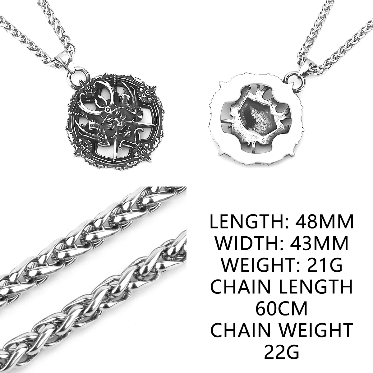Vintage Japanese Daimyo Pendant Necklace for Men Stainless Steel Amulet Jewelry Halloween Birthday Party Gift for Boys view 6
