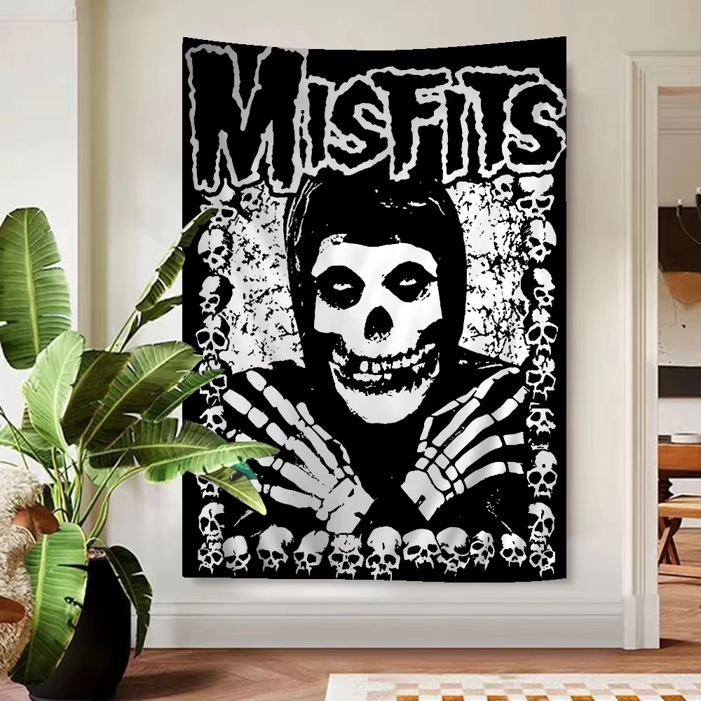 Misfits Horror Punk Rock Tapestry | Flat Printed Tarot Hippie Poster Wall Hanging for Dorm & Home Art Decor