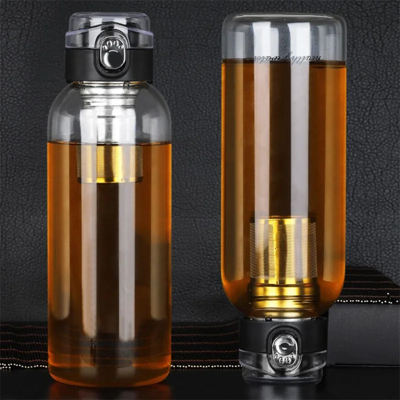 

Large Capacity Portable Borosilica Glass Bottle With Tea Infuser Filter Portable Outdoor Water Cup Travel Tea Maker Tumbler