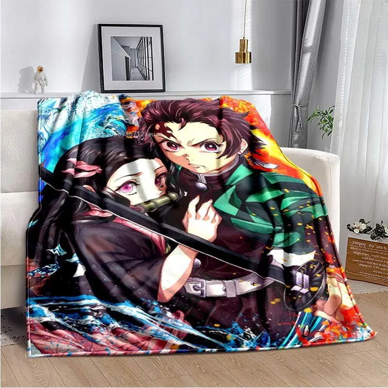 

Anime Demon Slayer Kimetsu no Yaiba Fleece Blanket Nezuko Kamado Tanjiro Kamado Soft Bedding Bedspread Sofa Warming Cover