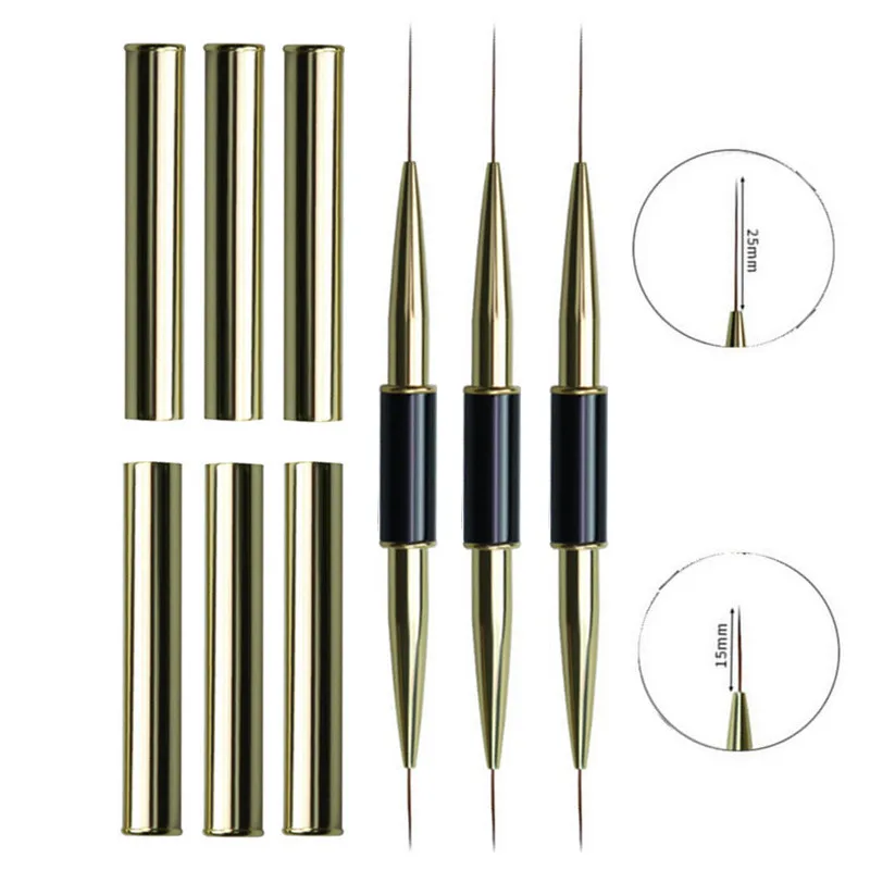 Dual End Nail Art Stripes Lines Liner DIY Painting Brush Liquid Powder Acrylic UV GEL Extension Builder French Drawing Pen