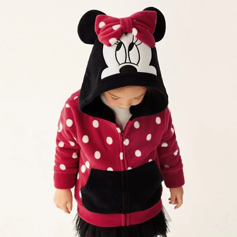 Cosplay Minnie Mickey Children's Zipper Plush Hoodie Cartoon Top Jacket Boys and Girls Spring Autumn Student Fashion Street Wear