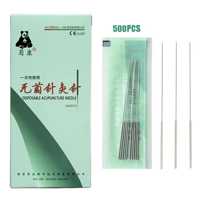 

500pcs Acupuncture Needle Sterilze Traditional Flat Handle Needles Disposable Beauty Massage with Tube