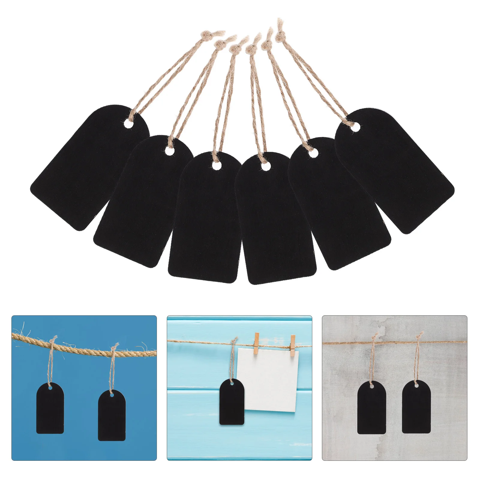 

50Sets Mini Blackboard Hanging Tags Double-Sided Writable Wooden Chalkboard Labels Price Tags Store Display Sale Labels