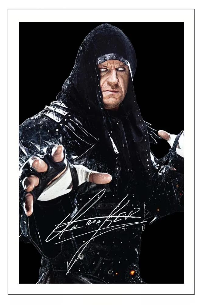 De door de Undertaker ondertekende fotoprint, gesigneerde worstelmemorabilia, posterprint, wanddecoratie, Romeinse decoratie