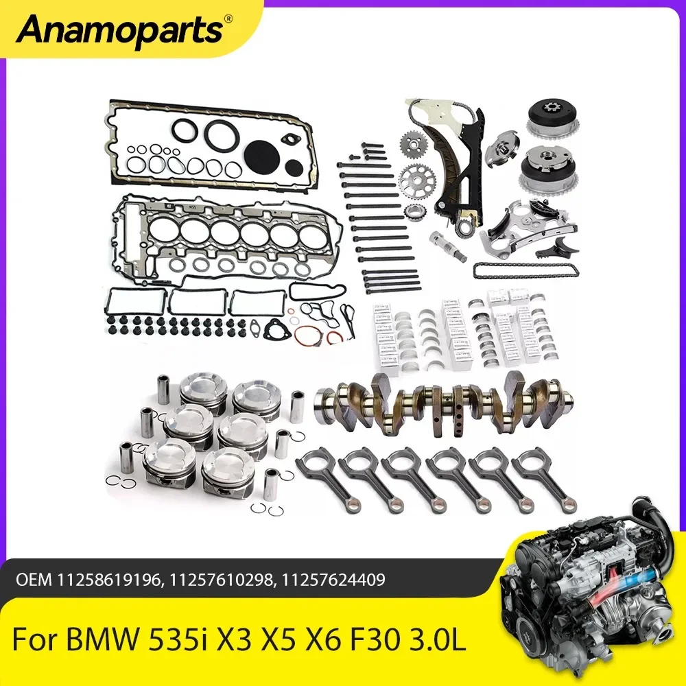 Engine Overhaul Rebuilding Set Fit 3.0 L L6 GAS For BMW 535i X3 X5 X6 F30 F32 F25 F10 F15 E71 435i 640i xDrive N55B30 3.0L 10-19