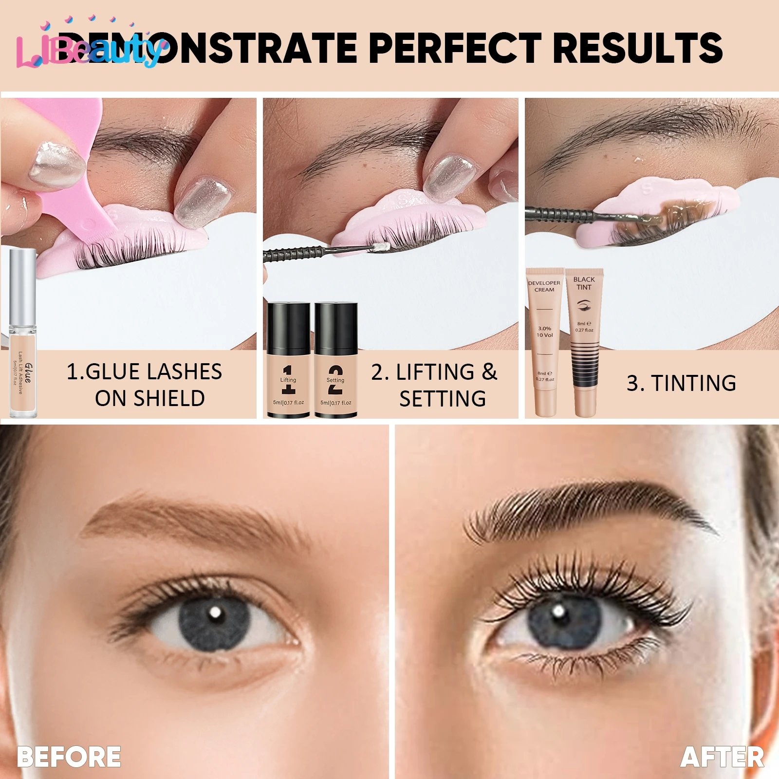 Libeauty 4-in-1 Snelle Lash Lift En Tint Kit Professionele Wimper Lifting Calia Permanenten Wimpers Tint Brow Dye Ogen Makeup Tools