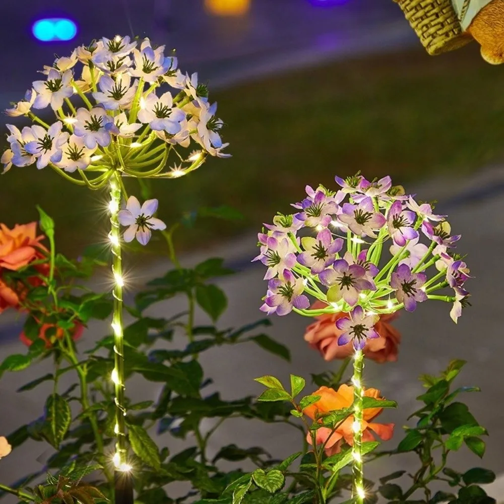 

Waterproof Solar Hydrangea Flower Lamp Solar Powered Landscaping Solar Garden Lights Warm light 8 Modes Landscape Light