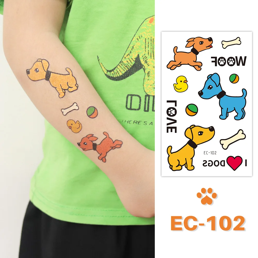 Cartoon Animals Waterproof Temporary Tattoo Cute Pet Cats Dogs Tattoo Stickers Children Kids Boy Girl Fake Body Art Flash Tattoo