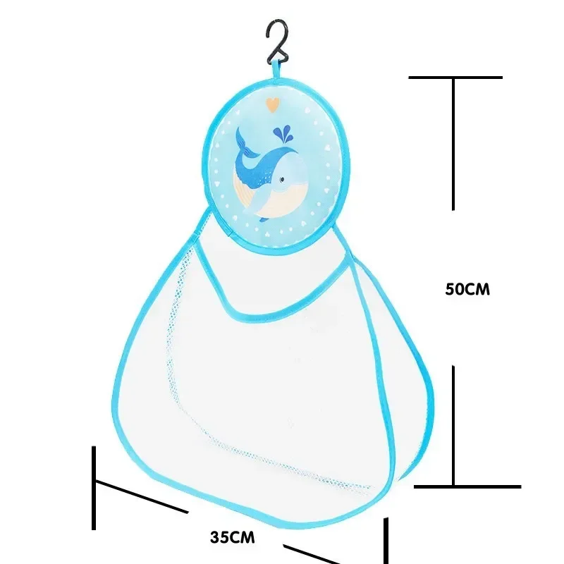 Bathroom Storage Baskets Hanging Storage Mesh Bag with Hook Cups Portable Baby Bath Toys Cute Duck Frog Organization Bags