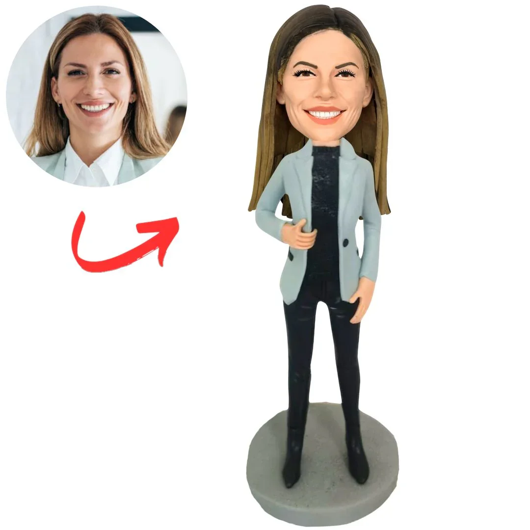 Custom Bobblehead from Photo - Personalized Office Lady ,Unique Gift for, Boss, Friends, Birthday & Anniversary
