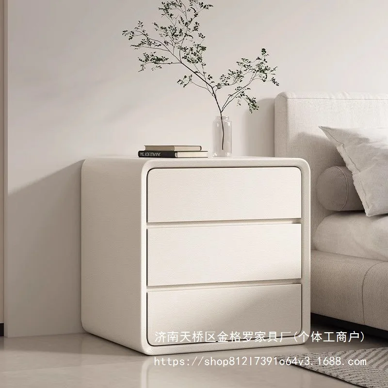 

Solid wood bedside table 2025 new simple modern small light luxury cream style bedroom home bedside table