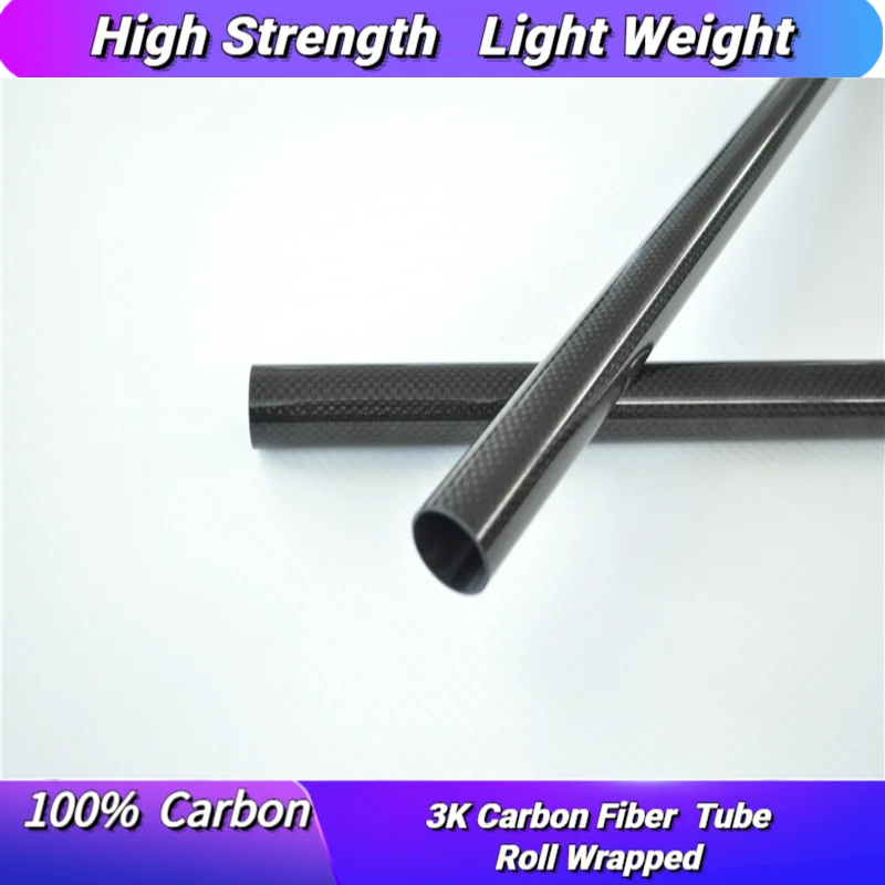 Length 500mm 3K Carbon Fiber Tube 5~10mm Roll Wrapped Carbon fiber Wing tube / Tail tube /Pipe 3K Carbon Fiber Tubes