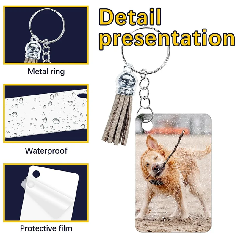 

ABUG-60 Pcs Metal Sublimation Keychain Blanks Bulk,Sublimation Ornament Blanks Key Chain,Double Sided Sublimation Blanks