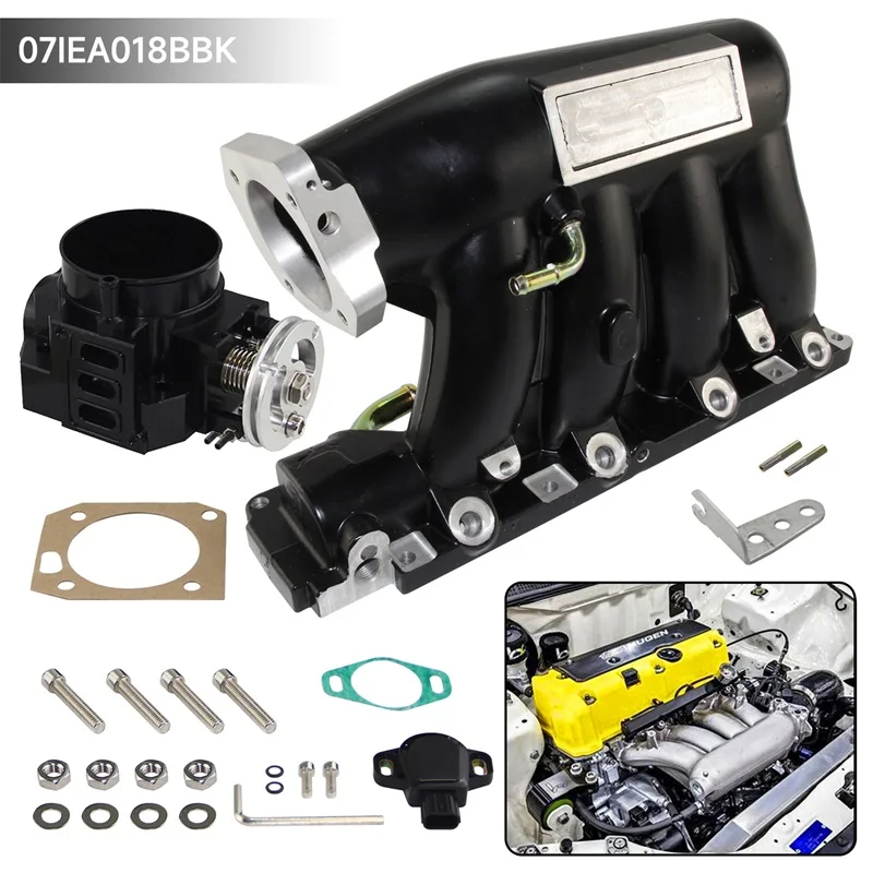 Black/Silver Intake Manifold +70MM throttle body+TPS For Acura TSX K20Z3 2004-2008 Honda Civic 2006-2011 K24A2 Aluminum