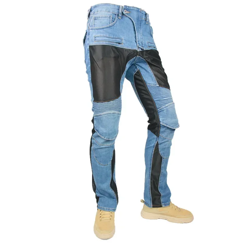 PK719 Motorcycle Riding Pants Moto pantalon Jeans Protective Pants Motocross Racing Denim Jeans with mesh 4 X Knee Hip Pads