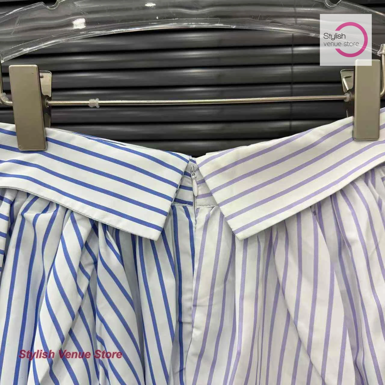 French solid color temperament stripes with tie high sense skirt women's summer new niche fashion design casual Joker skirt