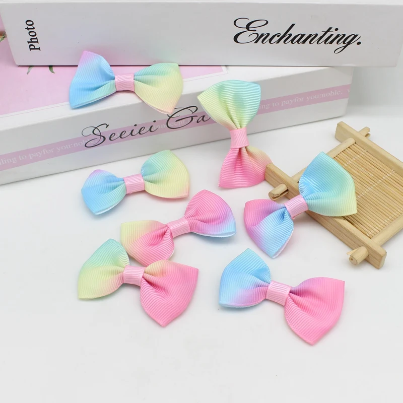 20pcs 35mm-60mm Macaron color Bow Satin Ribbon For Craft Appliques Wedding Decoration Supplies