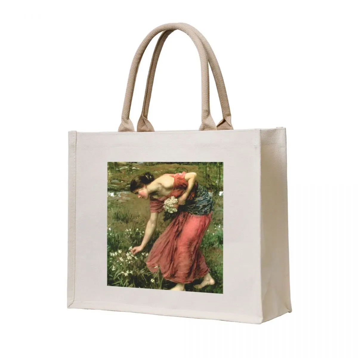 

Narcissus - John William Waterhouse Tote Bag shopper bag woman shopping cart bags Gift bag Handbags