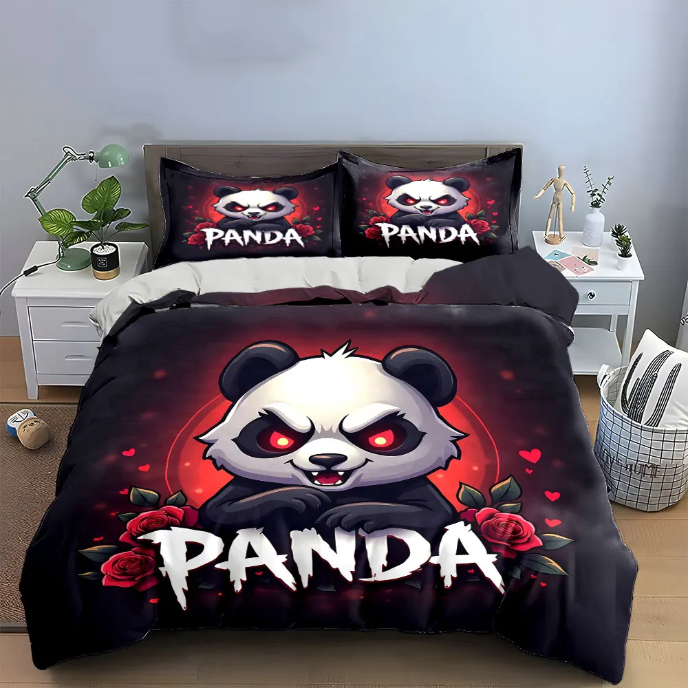 Evil Panda Themed Gift Set Multiple sizes kid's and adults' bedroom Exquisite 3PC bedding set, gift