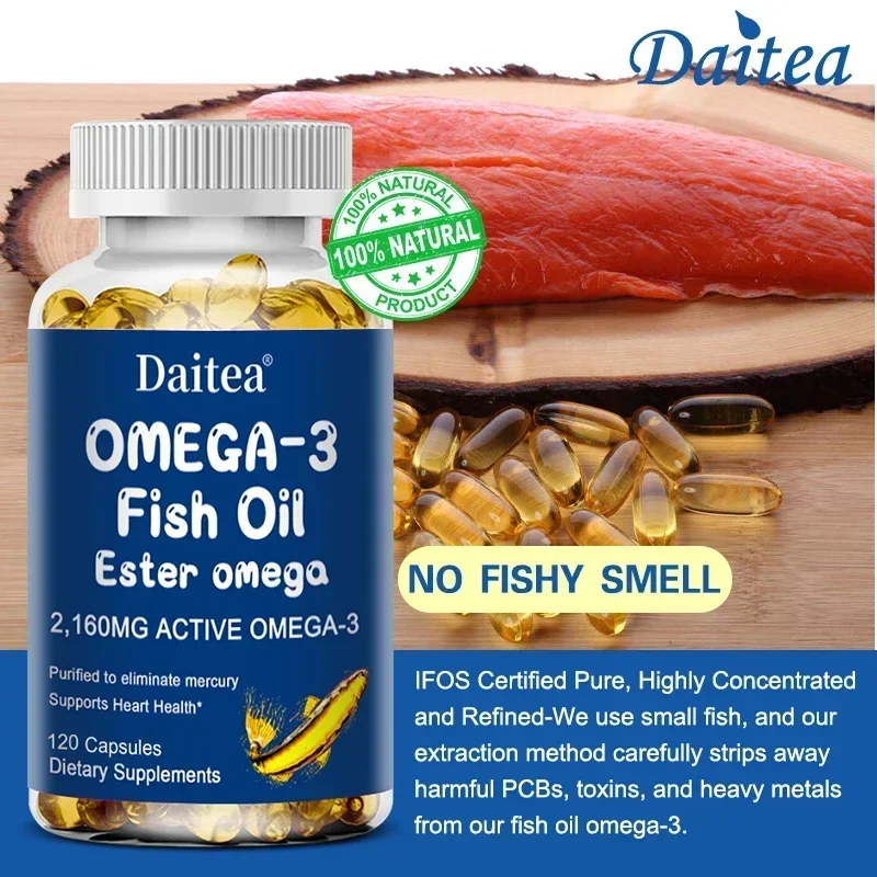 Omega Softgels - Concentrated Omega-3 Fish Oil, EPA & DHA Non-GMO Gluten-Free Supplement for Heart, Brain, Eyes & Immune Health